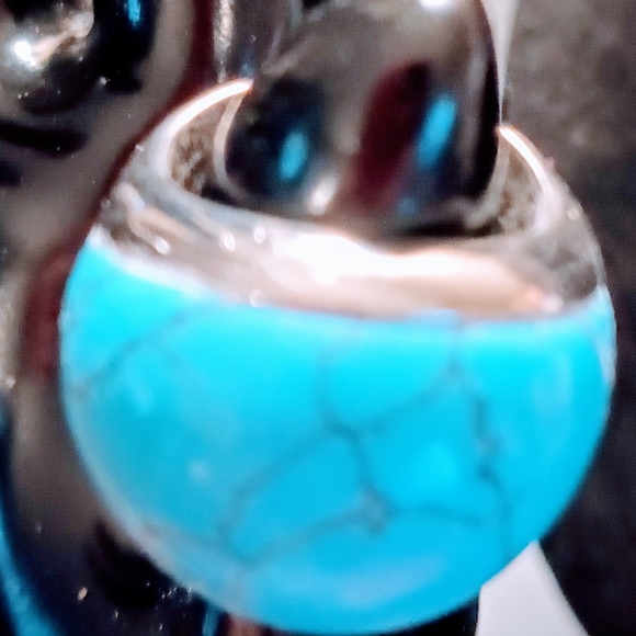 Vintage Big Turquoise Sterling Silver 925 size 6 Ring - Picture 4 of 4